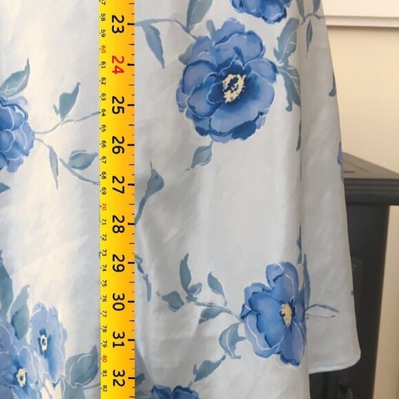 Private Luxuries Y2K Size M Night Gown Satiny Blue Floral Slip Dress 90s - Picture 8 of 8